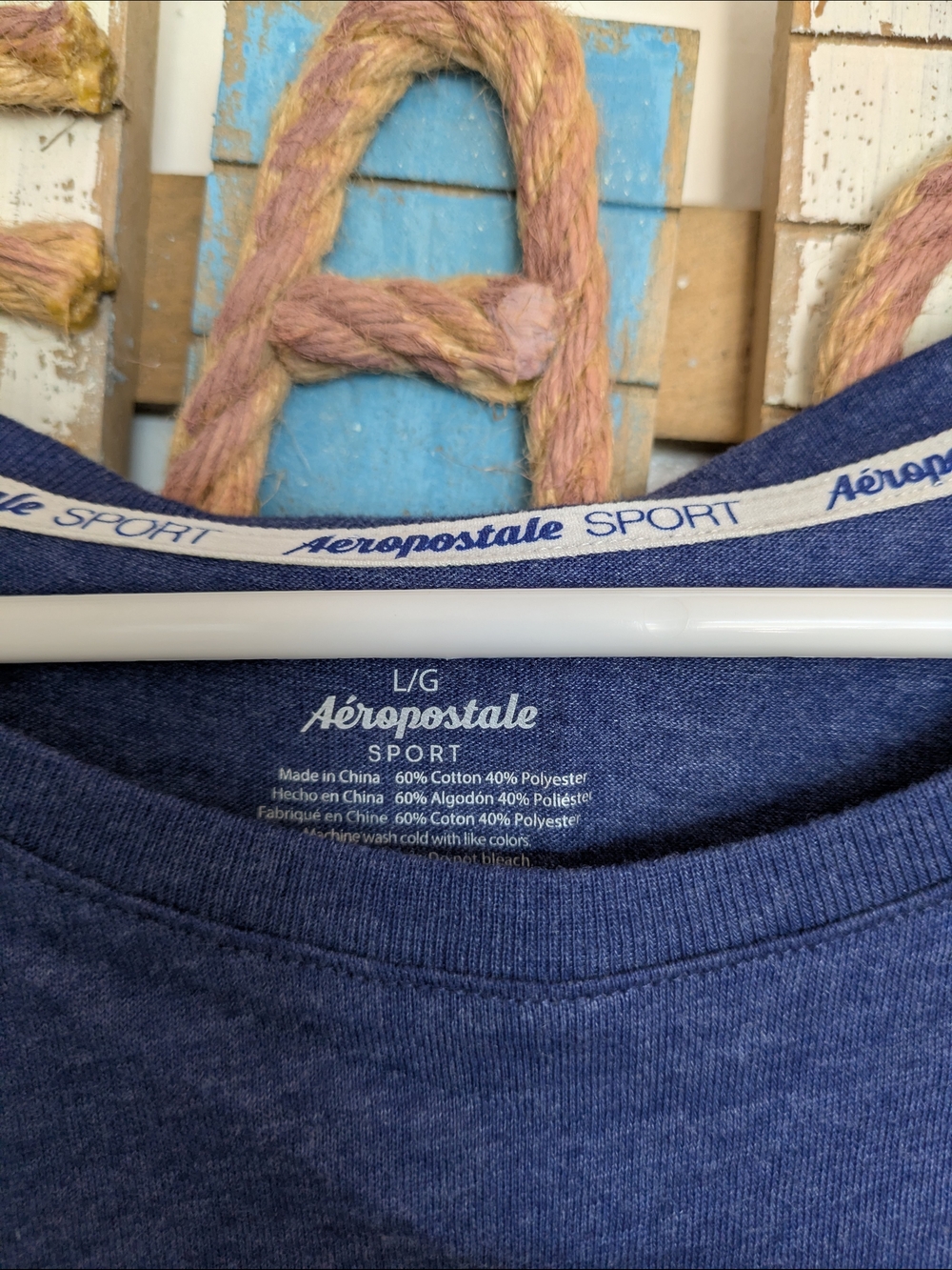 Aeropostale Navy Tee with Pink & White Logo - Picture 2 of 6